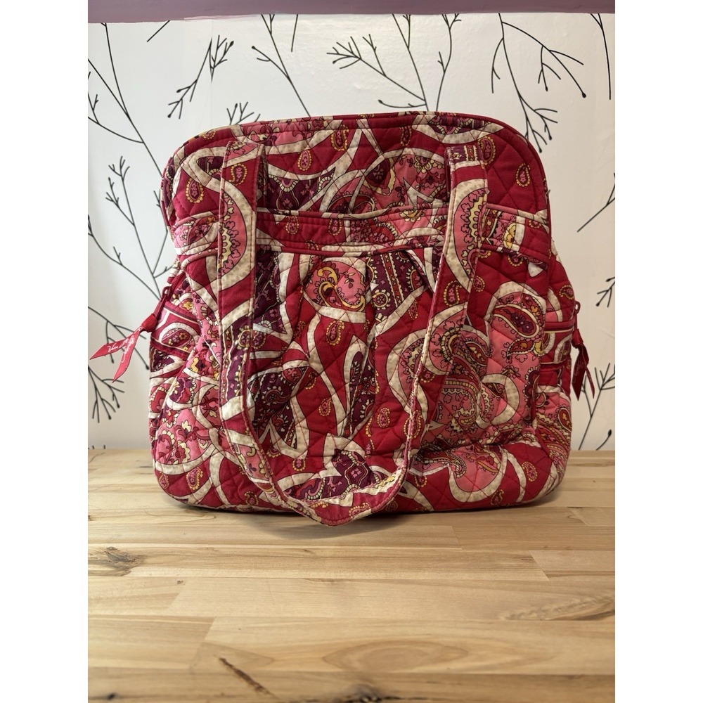 Vera Bradley Rosy Posies Pattern Pleat Tote Bag